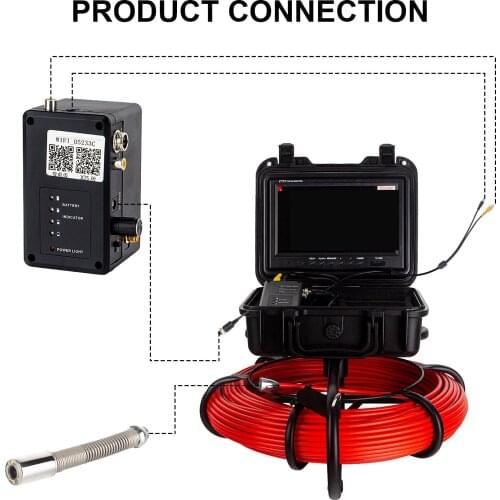 WP9600FW 9inch Monitor 20/50M WiFi Pipe Inspection Video Camera,23MM Drain Sewer Pipeline Industrial Endoscope Camera