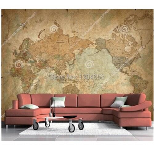 Custom retro papel DE parede large murals Classic World Map used in the sitting room bedroom TV setting wall vinyl wallpaper