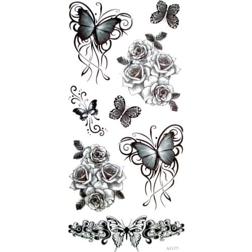 3pcs 3d black butterfly Tattoo Temporary Tattoo For Man Woman Waterproof Stickers makeup maquiagem