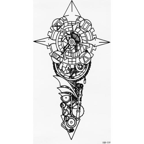 1pcs Geometric arms Black White Large Flower Henna Temporary Tattoo Black Mehndi Style Waterproof Tattoo Sticker