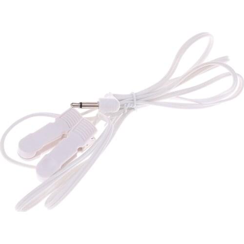 1PCS 3.5mm Plug Electrode Lead Wires Connecting Cables With 2 Ear Clips For Digital TENS Therapy Machine Massager