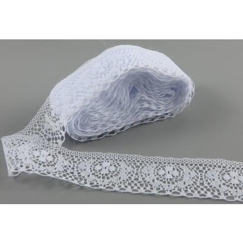 10 Yards High Quality White Lace Ribbon Tape 40MM Lace Trim DIY Embroidered For Sewing Decoration African Ribbon