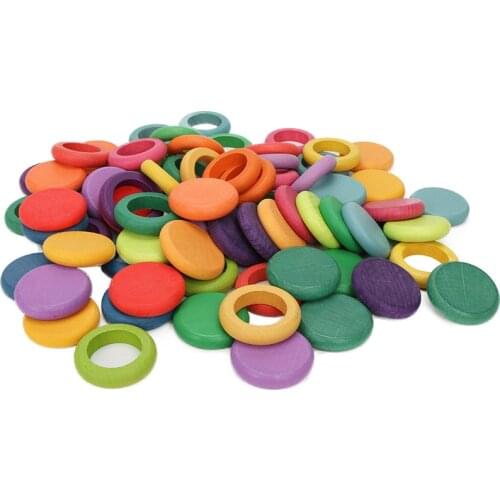 12 colors Baby Toys Wooden Toys Beechwood Coins and Rings Montessori Toys Wooden Rainbow Stacker for Girls