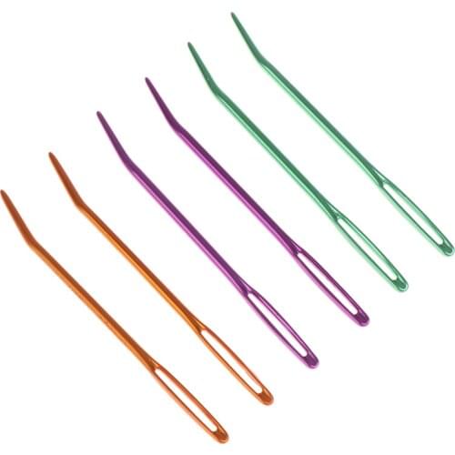 2Pcs Aluminum Bent Tip Tapestry Darning Knitting Needles Needlework Craft Sewing