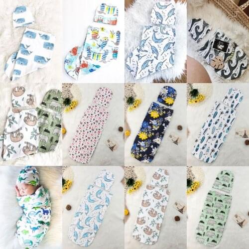 2020 Baby Sleepwear Newborn Toddler Baby Girls Boys Blanket Warm Swaddle Sleeping Bag + Hat 2 pieces Muslin Wrap Swaddle 0-12M