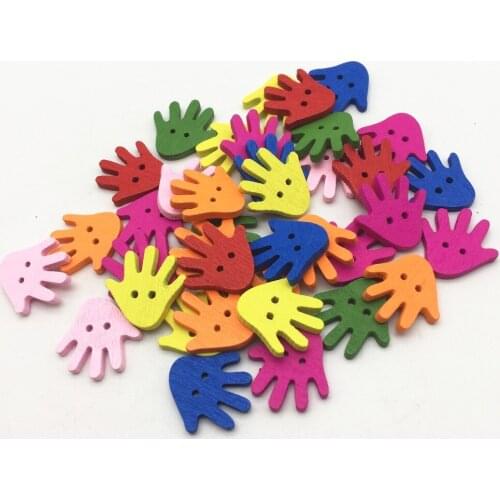 50pcs 18mm Mixed 2 Holes Hand Wooden Buttons Sewing Accessories Scrapbooking DIY Crafts Embellishments
