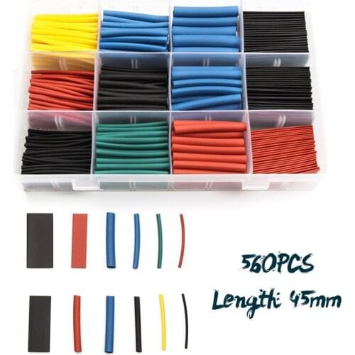 560PCS Polyolefin 2:1 Heat Shrink Sleeving Tubing Insulation Sleeve Wrap Cable Wire Connectors Shrinking Tubes set