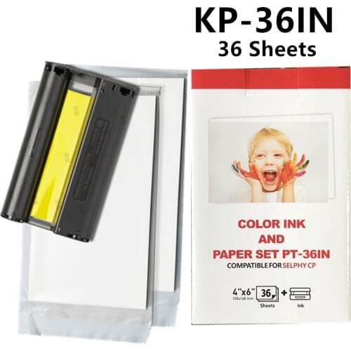 6 Inch CP1300 for Canon Selphy Ink Paper Set CP1200 CP1000 CP910 CP900 CP800 CP810 CP820 3 Ink +108 Sheet Paper KP-108IN KP-36IN
