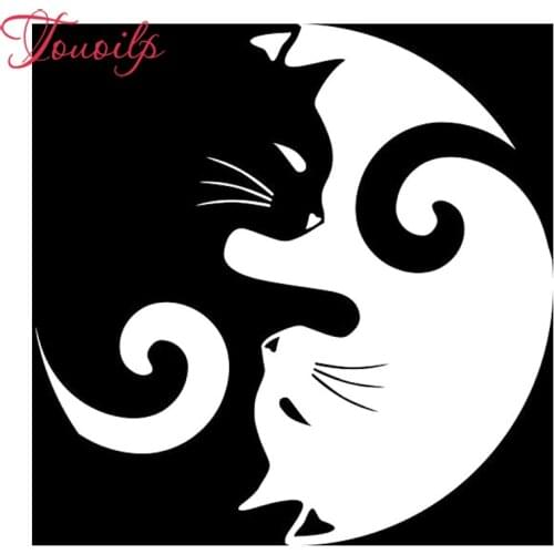 "Yin Yang cat" Diamond Painting 5D DIY Diamond Cross Stitch Full spuare&Round Resin Mosaic Embroidery Painting Decoration insect