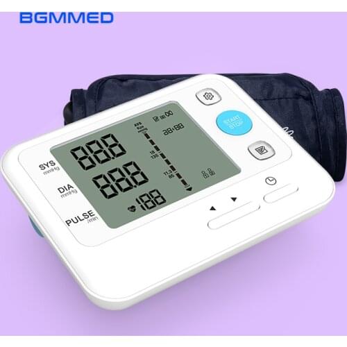 BGMMED Blood Pressure Monitor Medical Equipment Upper Arm BMP LCD Display Sphygmomanometer Pressure Meter Tonometer