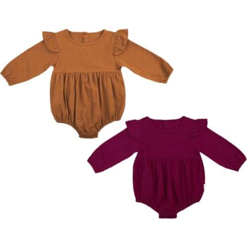 Infant Toddler Baby Girl Floral Long Sleeve Bodysuits Flying Sleeve Bodysuit Jumpsuit Outfit 0-3Y