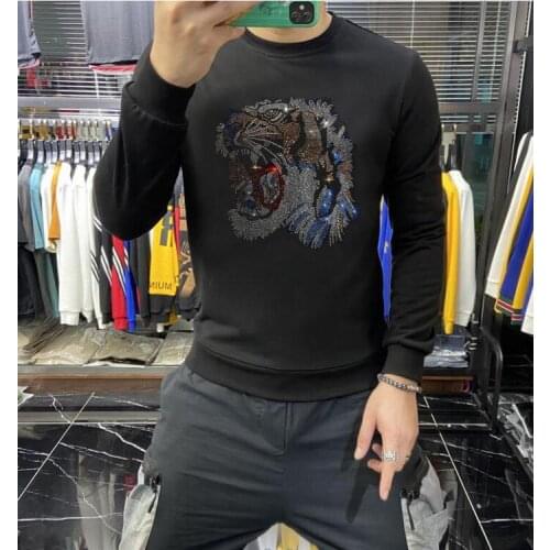 Brand Rhinestones Luxury designer Winter Male europe Man Sweatshirts Hoodie