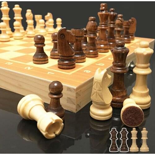Wooden Chess Set Classic Board Game Folding Chess Board Game Set Toy Adult Kids Gift Family Game Toys 34 Wooden Chess