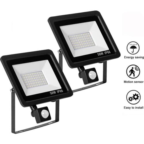 Motion Sensor LED Flood Light 200W 100W 50W 20W With Waterproof Floodlight Projector Lamp Outdoor Spotlight for Garden Street