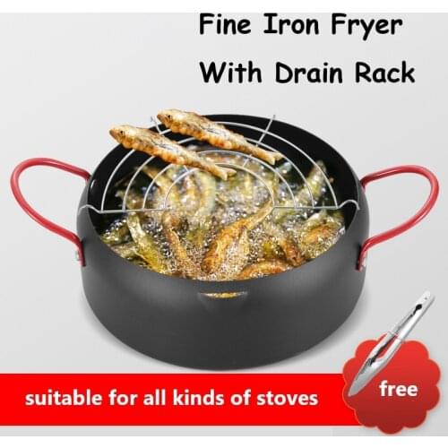 Deep Frying Pot Tempura Fryer Pan Fried Chicken Pot With Food Clip Cooking Tools Stainless Steel Kitchen Cookware Dropshipping