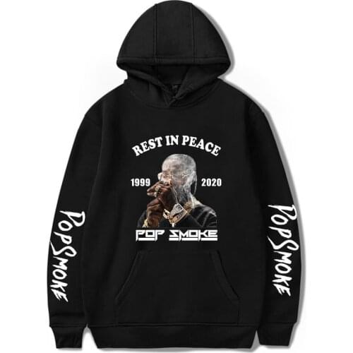 Classic Pop Smoke Hoodie Sweatshirt Mens Pop Smoke Kpop Sweatshirts Teenagers Streetwear Oversized Hoodies Black Hoody Harajuku