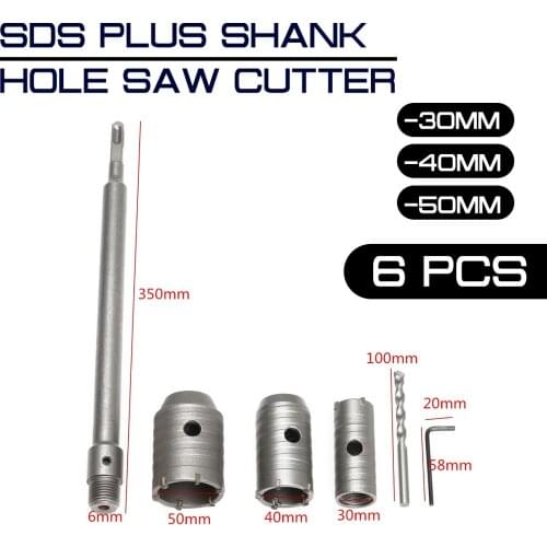 30/40/50mm 3pcs Plus Shank Hole Saw Cutter SDS Concrete Cement Stone Wall Drill Bit with Wrench