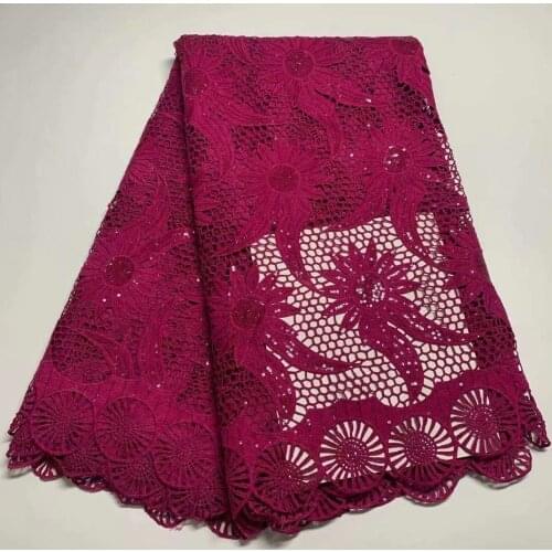 Beautiful African Guipure Lace Fabric French Sequins Mesh Lace Nigerian Net Fabric 5Yards African Cord Lace Fabric For Dress S-7
