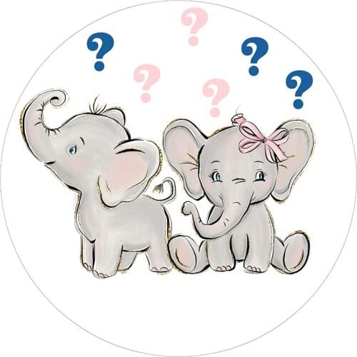 Round circle background Gender reveal baby shower backdrop elaphant boy or girl birthday Party decor table Covers YY-645