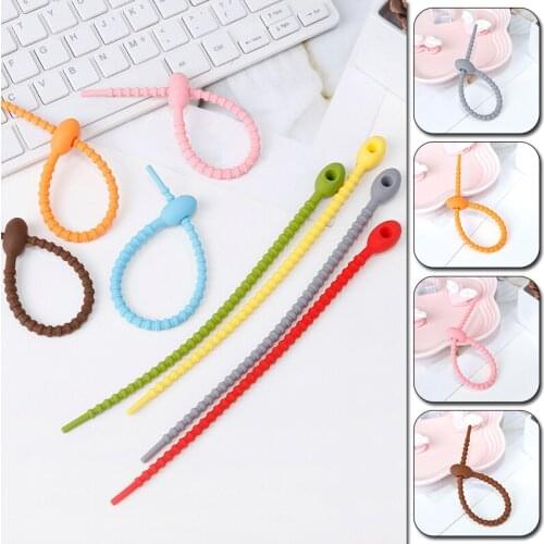 Multi-use Reusable Food Bag Clip Straps Silicone Cable Ties Home Kitchen Sealing Bag Clips Tie Storage Organizer Accessories