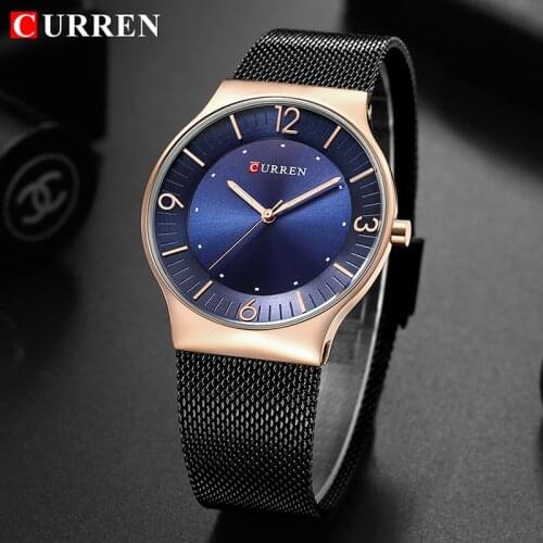 New CURREN Men Quartz Watch Mens Luxury Business Waterproof Watches Mens Mesh Full Steel Analog Clock Relogio Masculino 2018