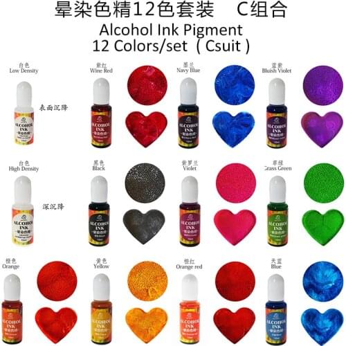 12PCS Epoxy Resin Diffusion Pigment Kit 10ML Epoxy Resin Pigment alcohol ink Liquid Colorant Dye Ink Diffusion Resin Jewelry Mak