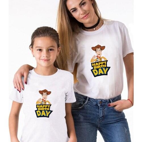Mother and Daughter Clothes Cowboy Woody T-shirt Cartoon Retro Woman Men Are Suitable For Short-Sleeved Fashion Couple T shirt