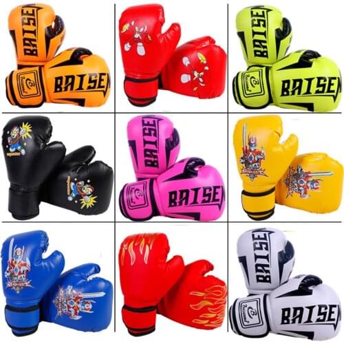 1 Pair Kids Children Boxing Gloves Professional Flame Mesh Breathable PU Leather Flame Gloves Sanda Boxing Training Glove