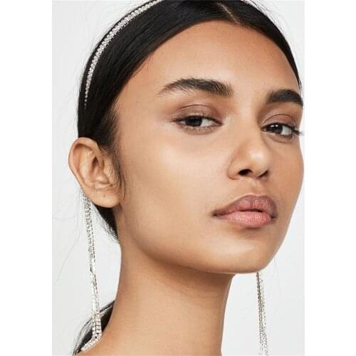 Personalized Rear-Hanging Rhinestone Hair Hoop Headdress Fashion All-Match Fringed Crystal Hair Jewelry Headband Accessories