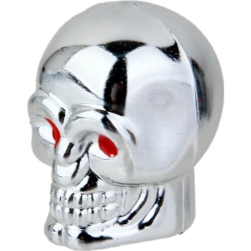 5pcs Red Eyes Silver Skull Car Wheel Air Tyre Valve Dust Caps Covers