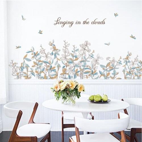 Removable Flower Grass Skirting Wall Sticker Living Room Decoration Corner Line Baseboard Art Decal Vinyl Wallpaper