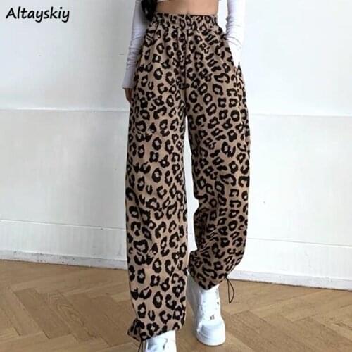 Oversize Pants Women Leopard Chic Streetwear Cool Loose College Design Popular Ulzzang Comfortable Trousers Ins Personality New
