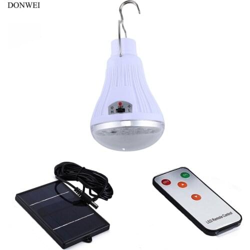 DONWEI Outdoor Waterproof 20LED Solar Lamp Super Bright Remote Control Adjustable Light Bulbs for Travel Camp Tent Fishing