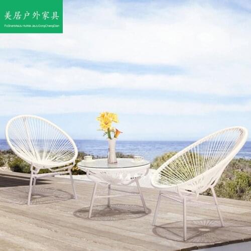 Outdoor three-piece combination of balcony courtyard rattan single chair leisure backrest Nordic creativity