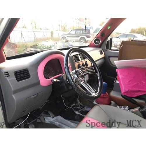 Universal Car Sport Cabon Fiber Film Steering Wheel 14Inch 350mm Water Transfer Steering Wheel With Horn Button For Game