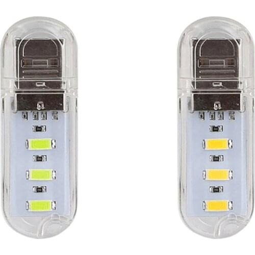 USB Lamp Portable LED light 3000K 7000K 3 Beads USB Night Light for Computer Laptop, White/Warm Light