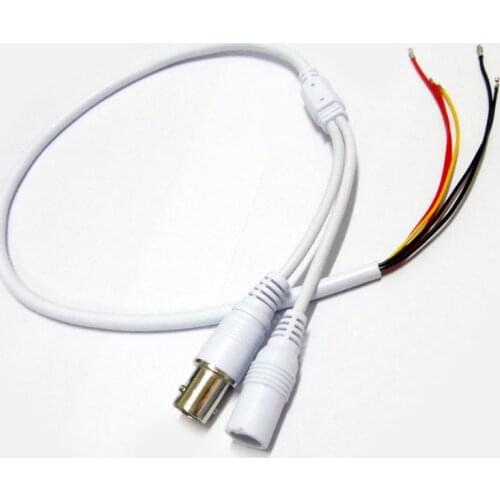 10x 60cm Power Video Cable BNC & DC Connector to Stripped Wire cctv end cable with Terminals 1.25P for CCTV Camera