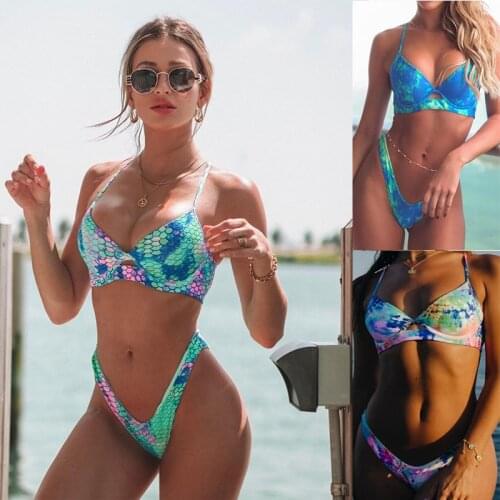Sexy Push Up Bikini Set Swimsuits For Women Printed Bandage Thong Bathing Suit Two piece Swimwear Female Biquini Beach Swim Suit