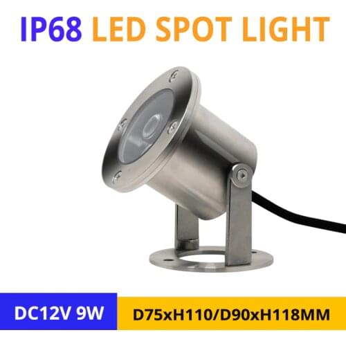 10pcs/lot IP68 9W RGB LED Spotlight DC12V Outdoor Garden Street Stairway Ground Multicolor Lighting D75/90MM Underwater LED Lamp