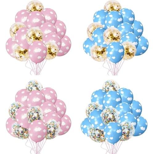 15pcs/set Cloud Balloons Birthday Confetti Balloon Birthday Party Decorations Kids Globos Baby Shower Summer Hawaiian Supplies