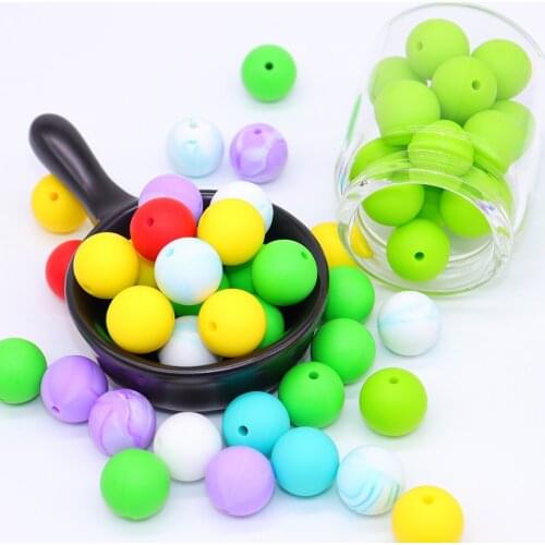 19mm Colorful Silicone Round Beads 10 PCS /lot BPA Free Food Grade Silicone Loose BeadsFor Infant Baby Teether Round Beads