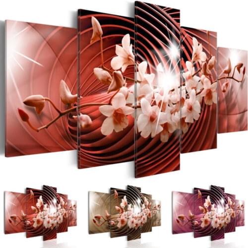 5 Panels Modern Canvas Art Beautiful Flower Wall Art Canvas Paintings Poster Home Room Decor ,Choose Color And Size( No Frame)