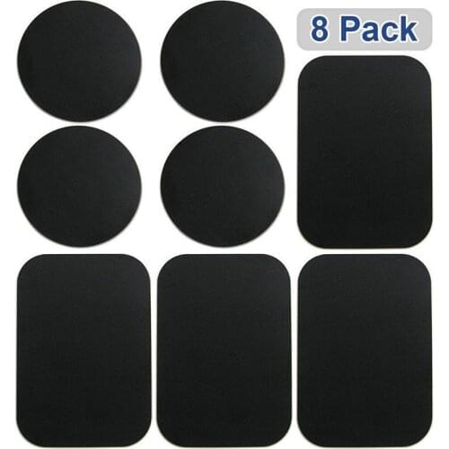 8 Pcs Magnetic Metal Plates Sticker for Smart Phones Matte Black for Smart Phones and GPS Devices