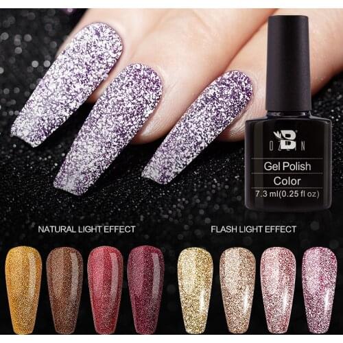 BOZLIN UV Gel Nail Polish Reflective Glitter Gel Sparkling Laser Auroras for Nail Art Design Vernish Semi Permanent Top Base