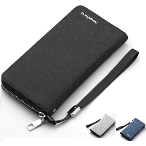 Wallet Men Zipp Blocking Canvas Long Purse Coin Pocket Passport Bag For Men Card Holder Wallet Money Bag