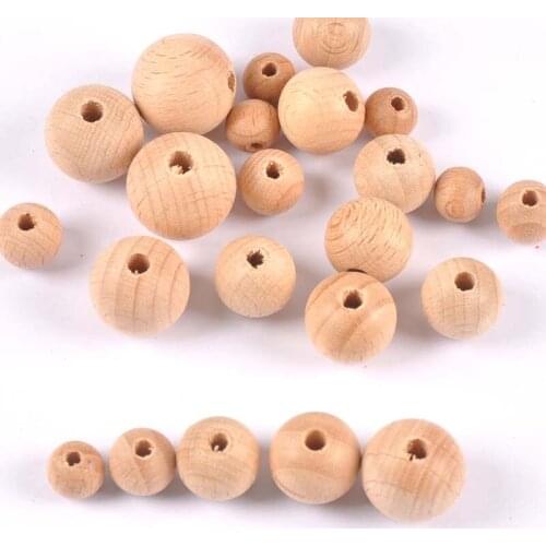 50-10pcs Natural Beech wooden Ball Beads spacer Beads For Jewelry Making 10-20mm MT2228