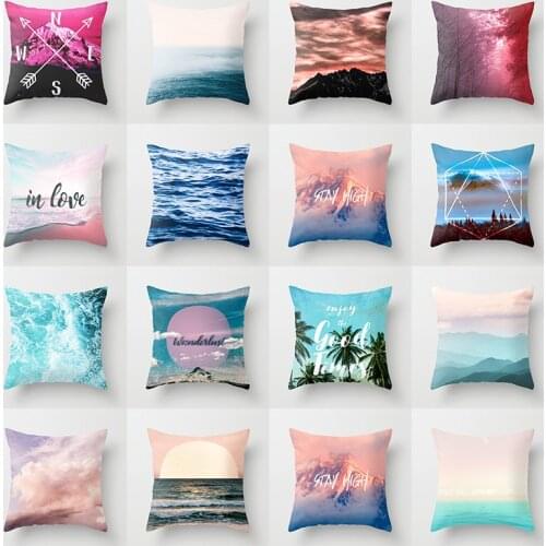 Adventure throw Pillow Case Forest sea mountain wave Sunset Cushion Covers for Home Sofa Chair Decorative Pillowcases