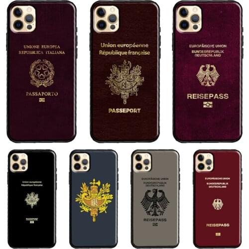 German Italian French Passport Case For iPhone 12 Pro Max mini XR X XS 7 8 Plus SE 2020 11 Pro Max Back Cover Shell