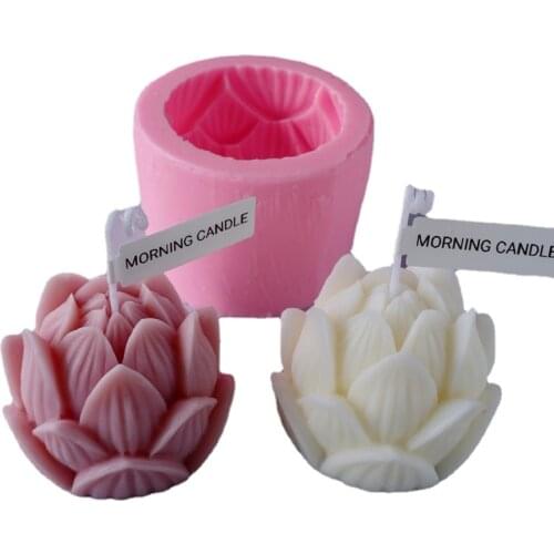 Lotus Shape Candle Mold Flower Silicone Molds for Making Beeswax Candles Soap Handcraft Ornaments Fondant Mold