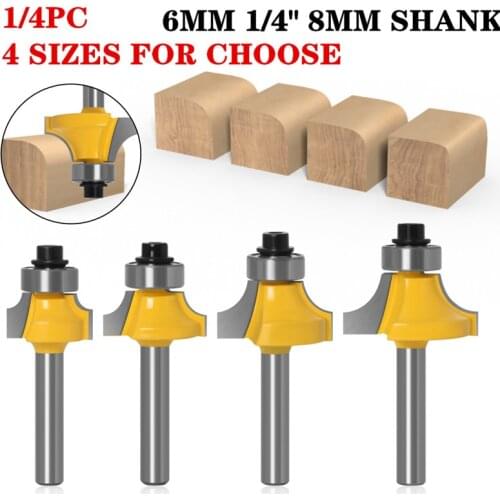 1/4 Inch 6mm Shank Round Over Edging Router Bit 6.35mm 8mm Shank Radius 1/8" 1/4" 1/2" 3/8" Woodworking Milling Cutter Carbide